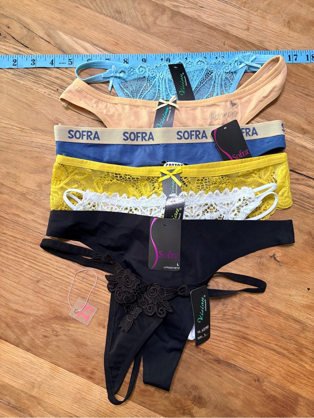Sofra Multicolor Lace & Cotton Bikini Thong Set